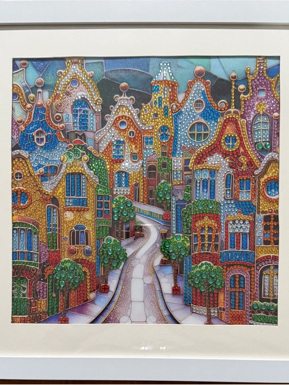 Colorful Gemstone Cityscape Wallpaper Art Panel - Multicolor
